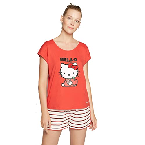 GISELA Pijama de Mujer de Hello Kitty Verano 2/1785 - Rojo, L