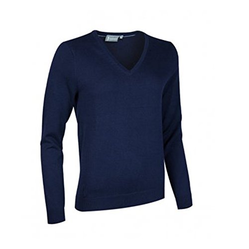 Glenmuir - Jersey de algodón con cuello en V para mujer (Grande (L)/Azul claro)