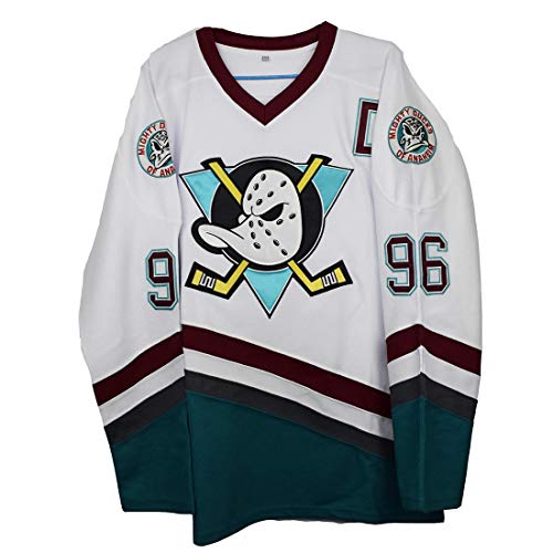 Gmjay Charlie Conway # 96 Mighty Ducks Jersey de Hockey sobre Hielo Hockey sobre Películas Números de Letras Cosidas en Blanco S-XXXL,L