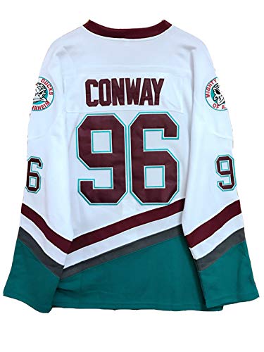 Gmjay Charlie Conway # 96 Mighty Ducks Jersey de Hockey sobre Hielo Hockey sobre Películas Números de Letras Cosidas en Blanco S-XXXL,L