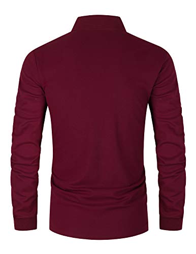 GNRSPTY Polo Manga Larga Hombre Algodon Slim Fit Camisetas Colores de Contraste con Bolsillos Reales Basic Golf Deporte Negocios T-Shirt Top,Rojo,XL