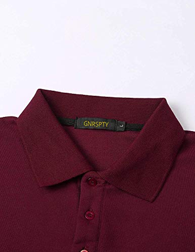 GNRSPTY Polo Manga Larga Hombre Algodon Slim Fit Camisetas Colores de Contraste con Bolsillos Reales Basic Golf Deporte Negocios T-Shirt Top,Rojo,XL