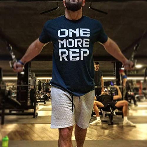 GO HEAVY T-Shirt Hombres | Camiseta para Fitness Gym | Camisa Deportiva con Estampado | One More Rep Verde XL