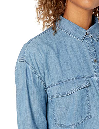 Goodthreads Camisa Vaquera Grande con Dos Bolsillos Tunic-Shirts, Lavado Medio, M