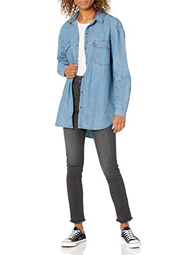 Goodthreads Camisa Vaquera Grande con Dos Bolsillos Tunic-Shirts, Lavado Medio, M