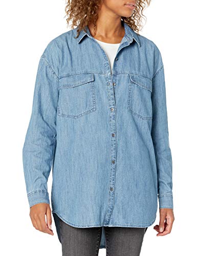 Goodthreads Camisa Vaquera Grande con Dos Bolsillos Tunic-Shirts, Lavado Medio, M