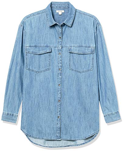 Goodthreads Camisa Vaquera Grande con Dos Bolsillos Tunic-Shirts, Lavado Medio, M
