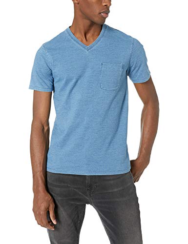 Goodthreads - Camiseta de manga corta para hombre, con bolsillo y cuello en V, color índigo, Índigo desteñido claro, US M (EU M)