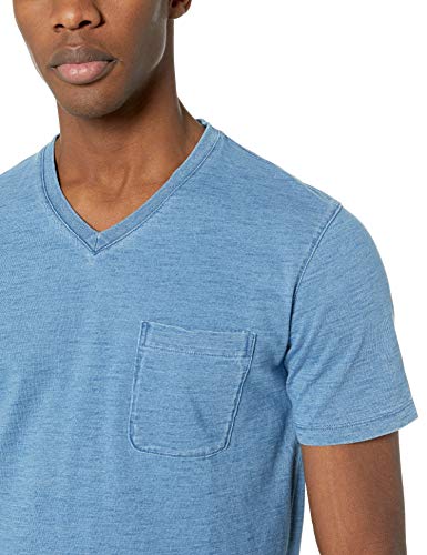 Goodthreads - Camiseta de manga corta para hombre, con bolsillo y cuello en V, color índigo, Índigo desteñido claro, US M (EU M)