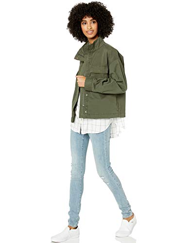 Goodthreads Cropped Utility Jacket Outerwear-Jackets, Verde Oscuro, US S (EU S - M)