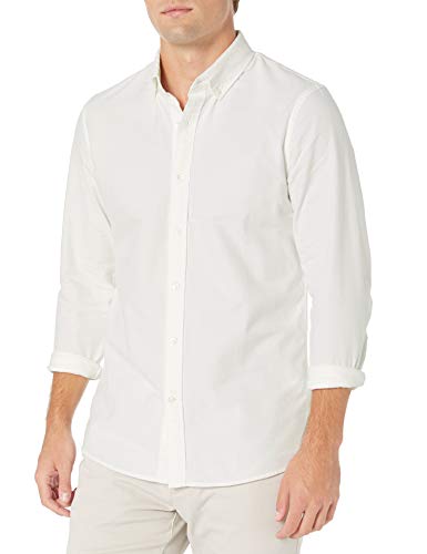 Goodthreads Slim-Fit Long-Sleeve Solid Oxford Shirt camisa, Blanco (White), Small