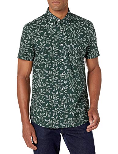 Goodthreads Slim-Fit Short-Sleeve Printed Poplin Shirt Button-Down-Shirts, Hiedra Vintage, Medium