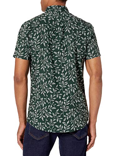 Goodthreads Slim-Fit Short-Sleeve Printed Poplin Shirt Button-Down-Shirts, Hiedra Vintage, Medium