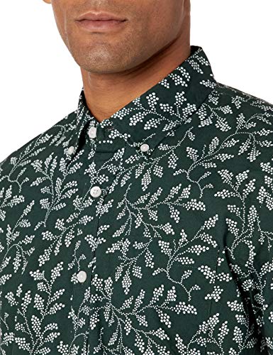 Goodthreads Slim-Fit Short-Sleeve Printed Poplin Shirt Button-Down-Shirts, Hiedra Vintage, Medium
