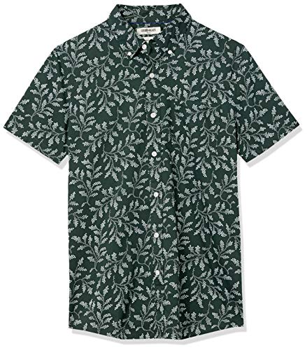 Goodthreads Slim-Fit Short-Sleeve Printed Poplin Shirt Button-Down-Shirts, Hiedra Vintage, Medium