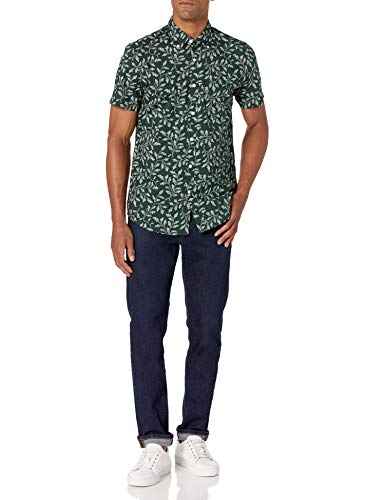 Goodthreads Slim-Fit Short-Sleeve Printed Poplin Shirt Button-Down-Shirts, Hiedra Vintage, Medium