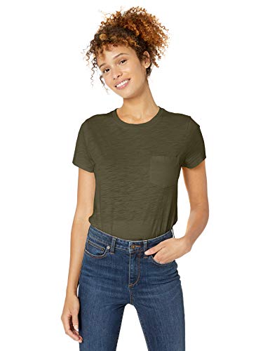 Goodthreads Vintage Cotton Pocket Crewneck T-Shirt Fashion-t-Shirts, Verde Oscuro, US S (EU S - M)
