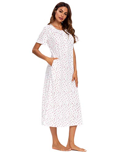 GOSO Camisones para Mujer Vestido de Manga Corta con Estampado de Impresión Ropa de Dormir Dama de salón Suaves
