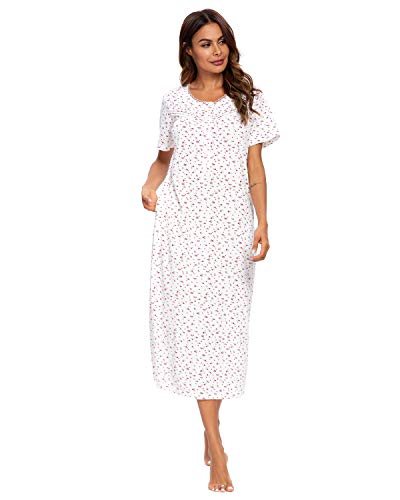 GOSO Camisones para Mujer Vestido de Manga Corta con Estampado de Impresión Ropa de Dormir Dama de salón Suaves