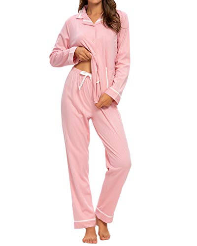 GOSO Pijama para Mujer,Pijama de Manga Larga con Botones para Mujer - Conjunto de Pijama de Manga Larga para Mujer