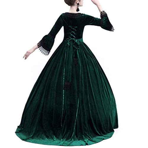 GotFeelin Vestido de tutú Medieval con Botones y Cintura Baja hasta el Suelo Vestido de tutú (Color : Green, Size : S)