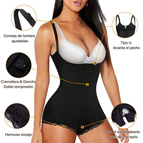 Gotoly Bodies Moldeadores para Mujer Corsé Underbust Lencería Moldeadora Shapewear de Control de Abdomen Bodysuit Posparto (Negro, Large)