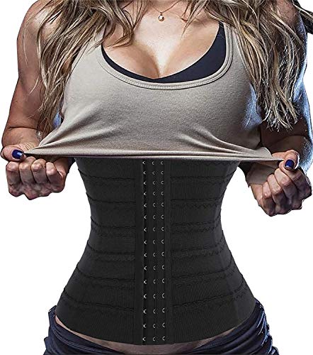Gotoly Corsé para Mujer Faja Reductora Entrenador de Cintura Faja Moldeadora para Control de Abdomen Faja de Cintura Waist Trainer (Negro, Medium)