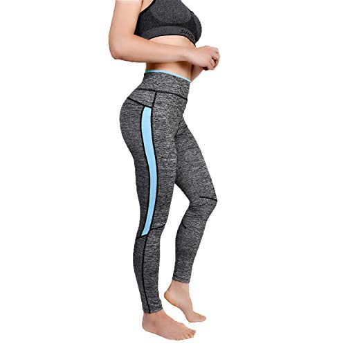 GoVIA Paquete de 2 Leggins para Damas Pantalones Deportivos Largos para Training Running Yoga Fitness Transpirables con Cintura Alta 4113 Verde+Azul S/M