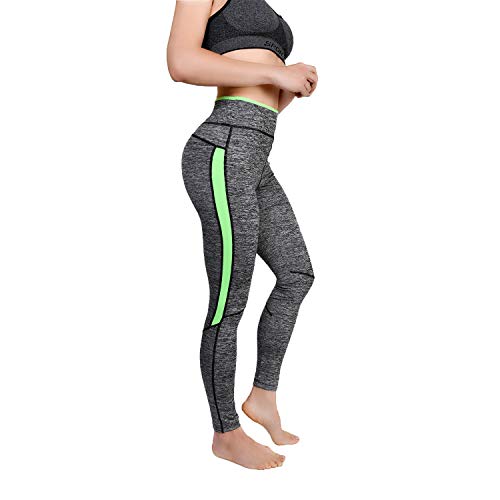 GoVIA Paquete de 2 Leggins para Damas Pantalones Deportivos Largos para Training Running Yoga Fitness Transpirables con Cintura Alta 4113 Verde+Azul S/M