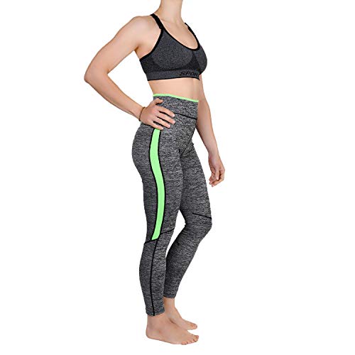 GoVIA Paquete de 2 Leggins para Damas Pantalones Deportivos Largos para Training Running Yoga Fitness Transpirables con Cintura Alta 4113 Verde+Azul S/M