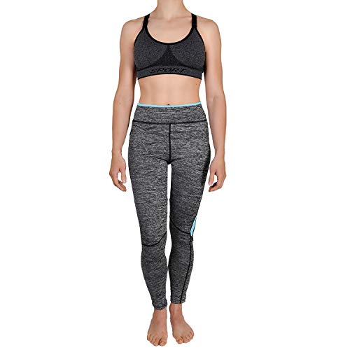 GoVIA Paquete de 2 Leggins para Damas Pantalones Deportivos Largos para Training Running Yoga Fitness Transpirables con Cintura Alta 4113 Verde+Azul S/M