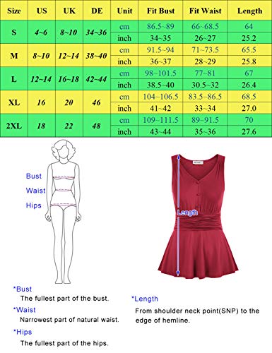 GRACE KARIN Cl63S21 - Camiseta sin mangas para mujer sin mangas con botones en V rojo L