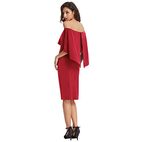 GRACE KARIN Elegante Vestido Recto hasta La Rodilla Sin Tirantes con Cuello de Barco Vestido de Noche con Cuello Redondo L CLAF39-8