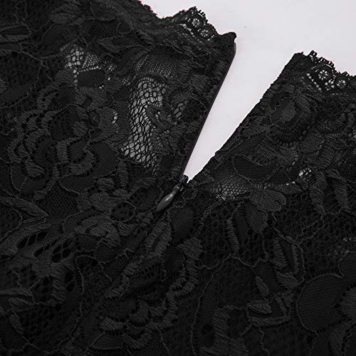 GRACE KARIN Mujer Vestido Encaje Vintage con Vuelo de Fiesta Retro L Negro CL870-1