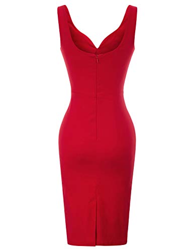 GRACE KARIN Mujer Vestido Vintage Cuello V para Cóctel Fiesta Rojo S CL010987-2