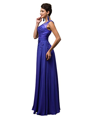 GRACE KARIN Vestidos Azules para Boda para Fiesta De Vuelo Encaje Floral Maxi Talla 32