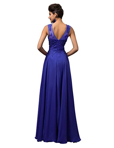 GRACE KARIN Vestidos Azules Vestido de Fiesta Larga Elegante Encaje Floral Tallas Grandes 48