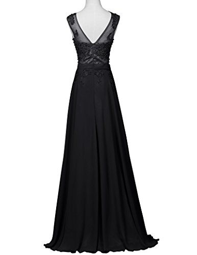 GRACE KARIN Vestidos Negros Maxi Elegante para Boda Cuello Barco V Espalda Tallas Grandes 54