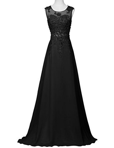 GRACE KARIN Vestidos Negros Maxi Elegante para Boda Cuello Barco V Espalda Tallas Grandes 54