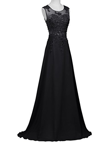 GRACE KARIN Vestidos Negros Maxi Elegante para Boda Cuello Barco V Espalda Tallas Grandes 54