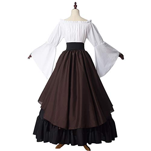 GRACEART Disfraz Traje Medieval Renaissance para Mujer Traje Princesa Reina Dama Medieval Cosplay Criada (L, café)