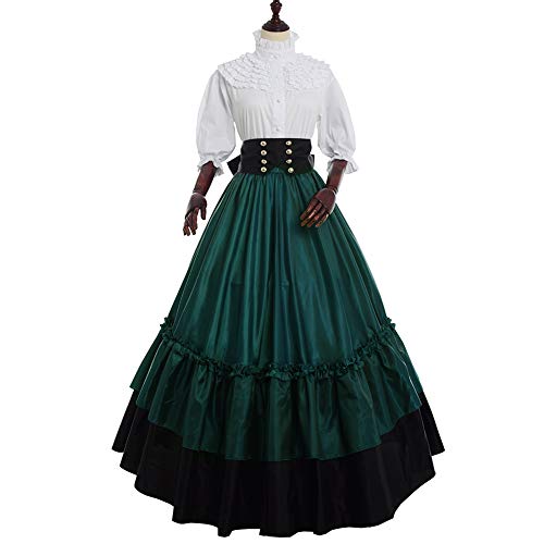 GRACEART Vestido de Traje Medieval Vestido renacentista para Mujer Vestido Largo de Noche de Estilo Victoriano gotico (M, Verde)