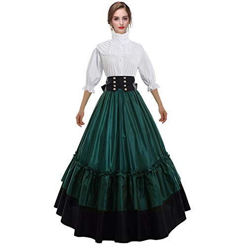 GRACEART Vestido de Traje Medieval Vestido renacentista para Mujer Vestido Largo de Noche de Estilo Victoriano gotico (M, Verde)
