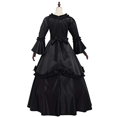 GRACEART Vestido de Traje Medieval Vestido renacentista para Noche de Estilo Victoriano Gotico (M, Negro)