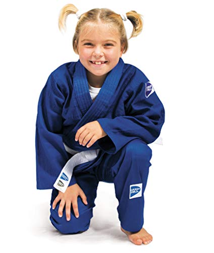 GREEN HILL JUDOGI Junior 300 g/m2 Judo GI Uniforme Blanco Azul Kimono Traje JU Jitsu Unisex (Azul, 130)