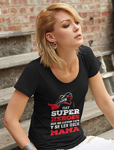 Green Turtle Camiseta para Mujer - Regalo Madre Original - Mi Mamá es mi Súper Héroe - Medium Azul Oscuro