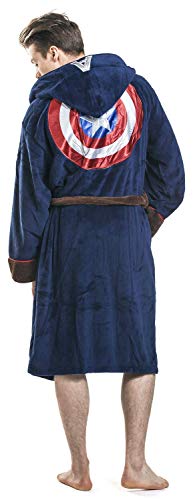 Groovy Marvel Capitán América Albornoz, poliéster, Azul, para Hombre
