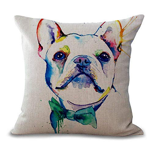 Gspirit 4 Pack Perro Algodón Lino Decorativo Throw Pillow Case Funda de Almohada para Cojín 45x45 cm