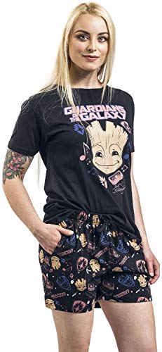 Guardianes De La Galaxia Groot - Symbols Mujer Pijama Negro M, 100% algodón, elastischer Bund