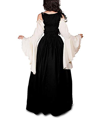 Guiran Vestido Vintage Mujer Medievales Disfraz Renacentista Cosplay de Halloween Negro M